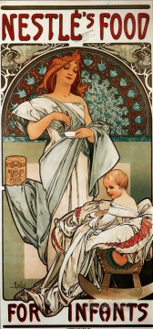 ネスレの乳児用食品 1897 チェコのアールヌーボー様式の独特のアルフォンス ミュシャ Oil Paintings